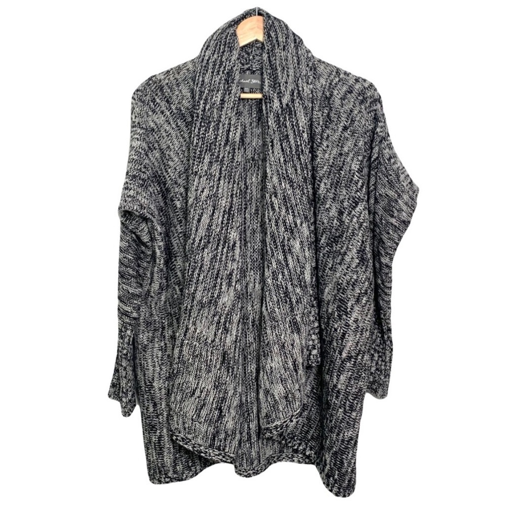 Michael Stars Open Front Waterfall Cardigan Black Gray Size Medium / Large